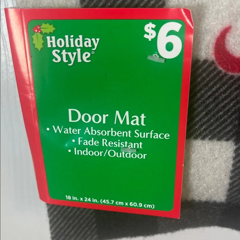Merry Christmas Plaid Door Mat